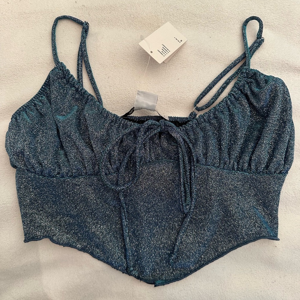 urban outfitters blue sparkly corset top